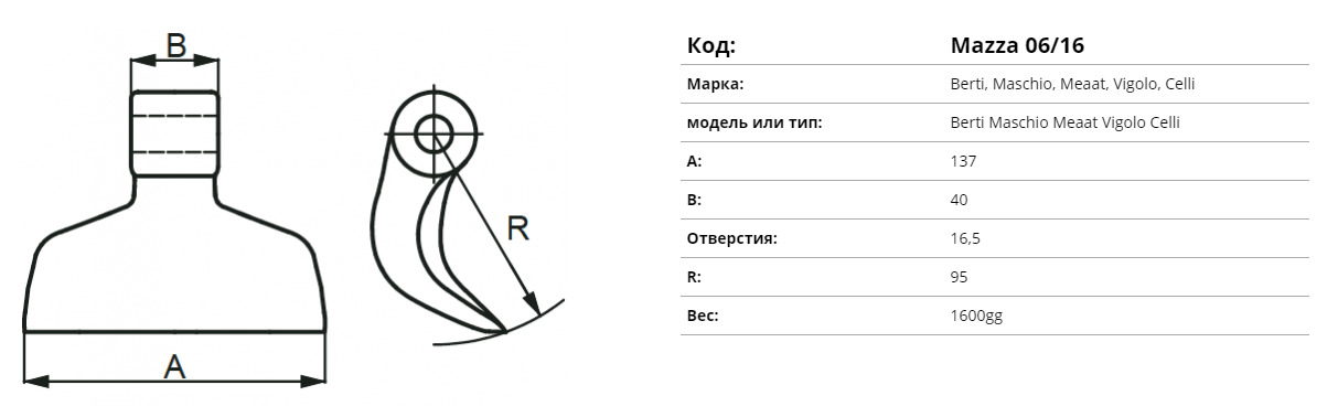 Ciocan pentru tocator MASCHIO, VIGOLO BGROUP BRK EUROZAPPA