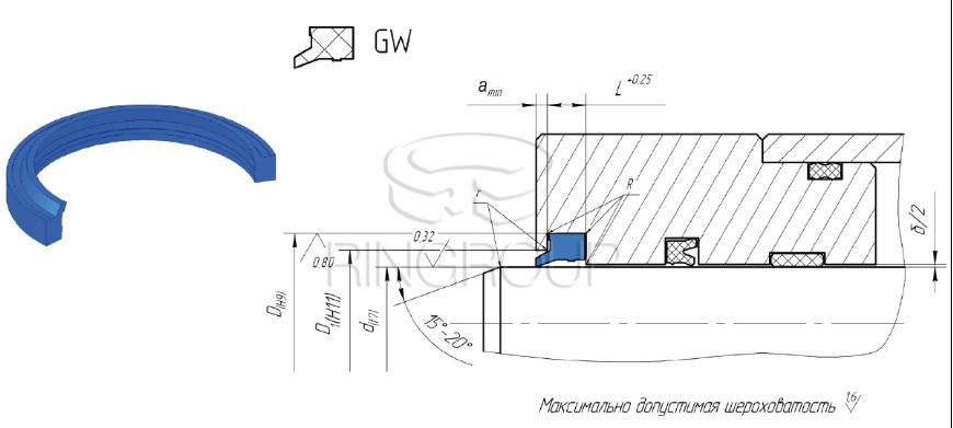 Curatator a tijei  GW-032 (32х40.6х5.3/7.2) TPU