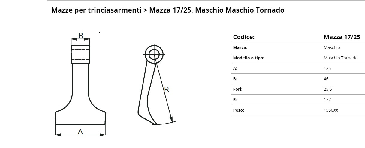 Ciocan pentru tocator MASCHIO EUROZAPPA