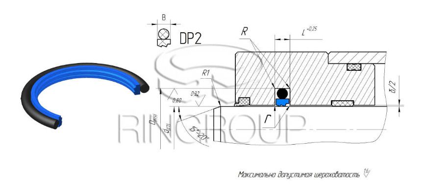 Уплотнение штока DP2-070 (70x85.1x6.0/6.3) (TPE)