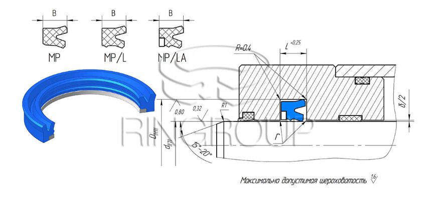 Манжета штока MP/L-40x50x10.0/11.0 (TPU)