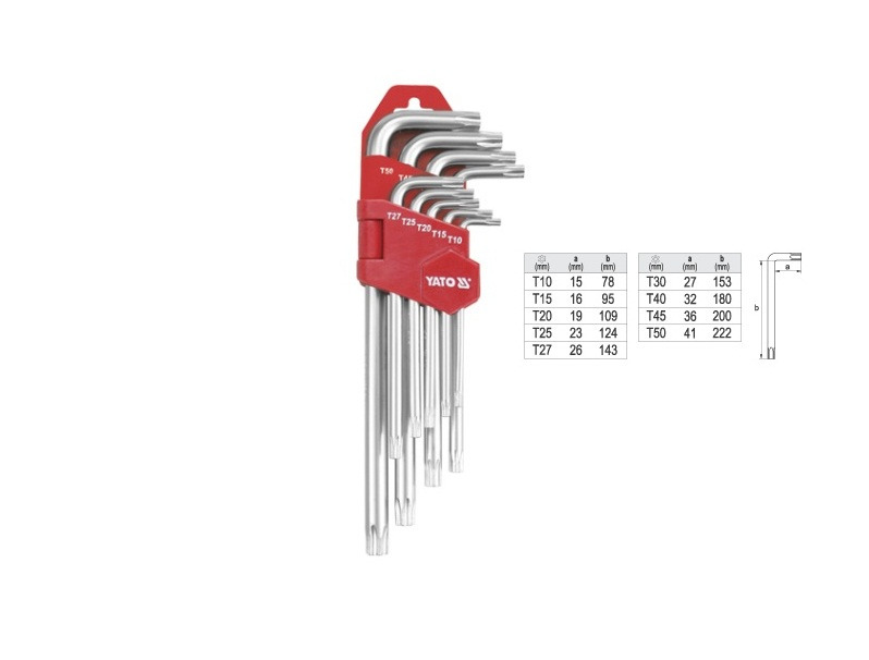 Набор ключей TORX T10-T50 9шт длинные