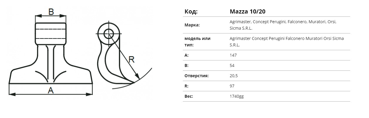 Ciocan pentru tocator AGRIMASTER, SICMA, INO UNI EUROZAPPA