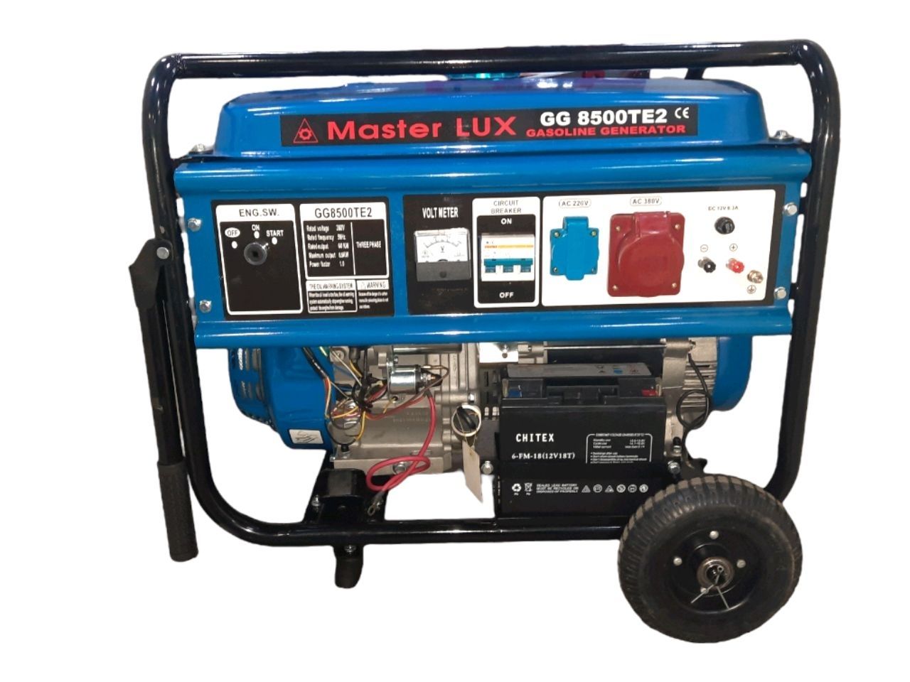 Generator electric GG8500TE (380V), benzina, 6 KW. El.Start. Roti