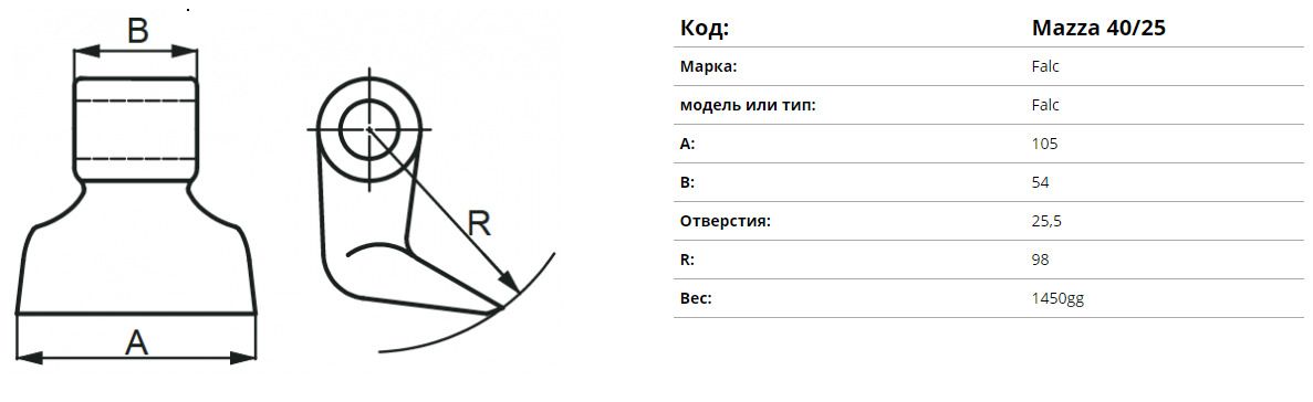 Молоток для мульчера FALC EUROZAPPA