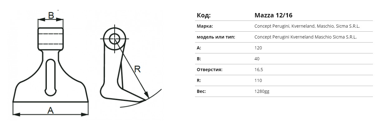 Ciocan pentru tocator KVERNELAND, MASCHIO, SICMA EUROZAPPA